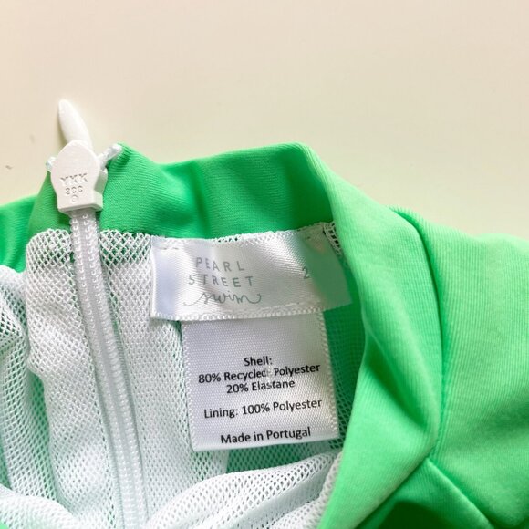 • Pearl Street Neon Green Short Sleeve Rash Guard One Piece Swimsuit • Unisex - Picture 3 of 4